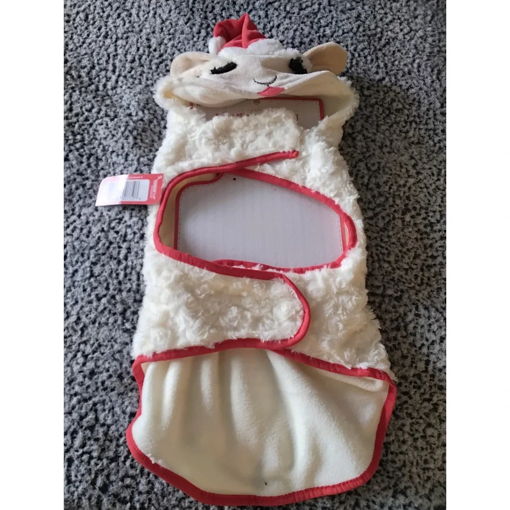 Multipet Lamb Chop Dog‎ Santa Hat Hoodie & Gold Crown Costume Set Medium 90772
